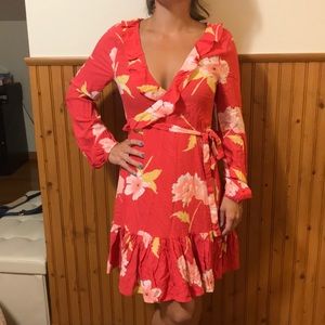 PINK FLOWERED WRAP DRESS ‼️❤️